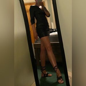 Faux leather mini dress